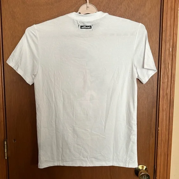 NWT Offbeat Short‎ Sleeve Graphic T Shirt White Embroidered Mens Sz S Small - Picture 7 of 11